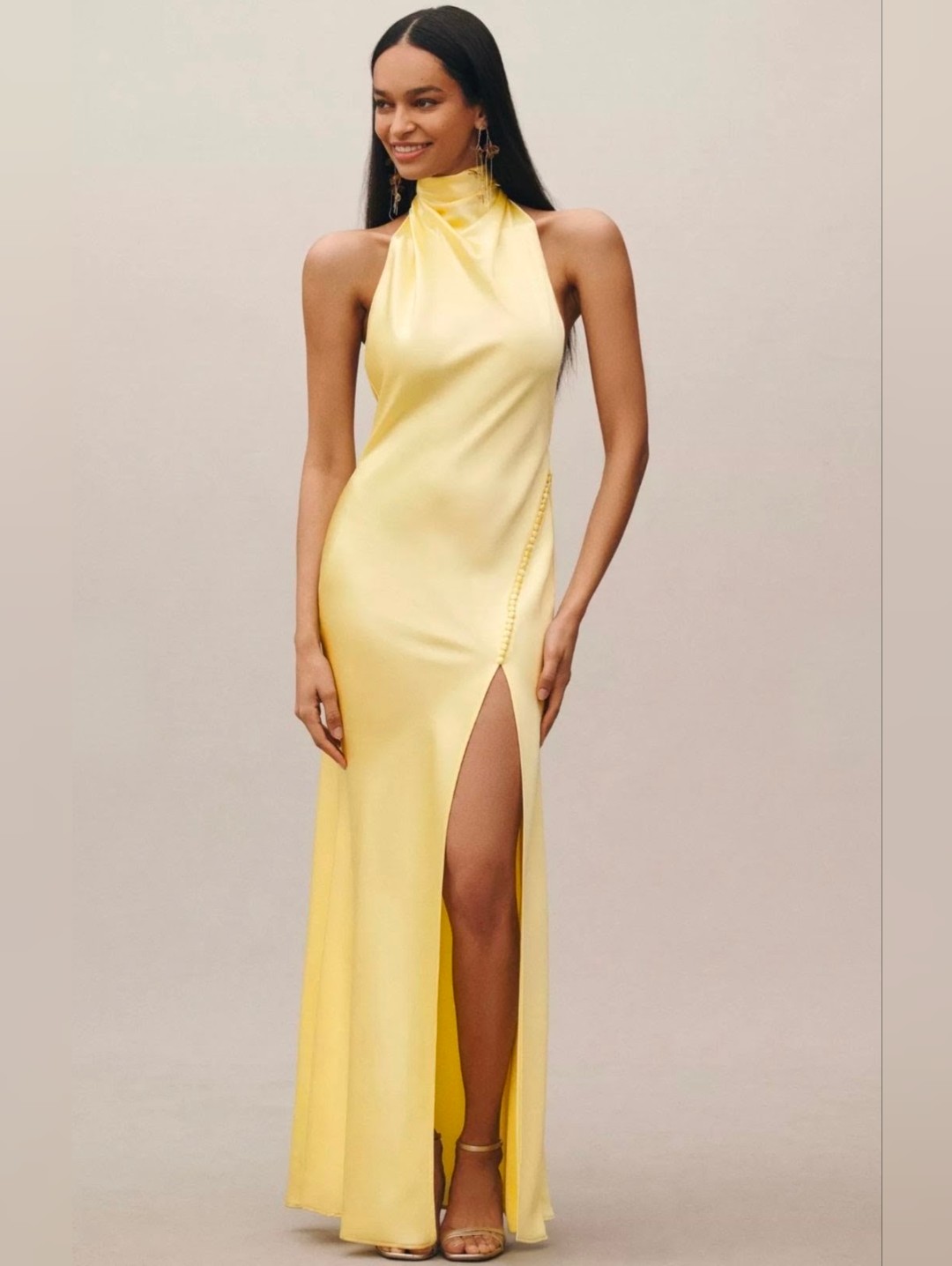Sau Lee Penelope High-Neck Backless Satin Gown - Size 4